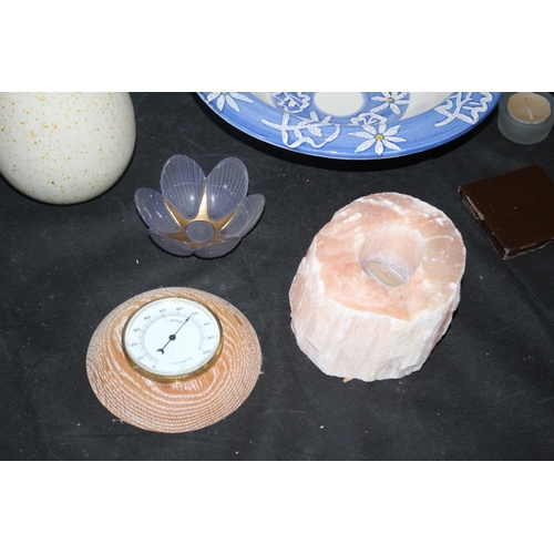 233 - A Mixed Lot of Interesting Items Including Hygrometer Salt Rock Tea Lights Plus More