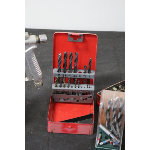 101 - A Good Selection of Drill Bits For Wood and Metal and a Metal Spray Gun Untested