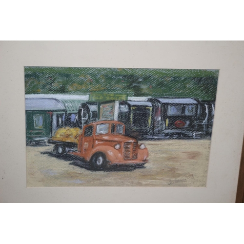 252 - A Framed and Glazed Mixed Media Painting Titled Meeting the Kingston Flyer By Terry Clowry size 51 x... 