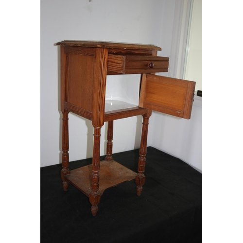 256 - A French Marble Top Wooden Cabinet Including China Insert