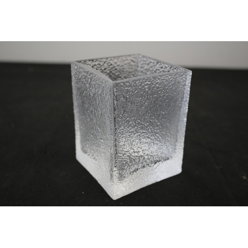 268 - Swedish Dimpled Glass Square Vase 10cm Height