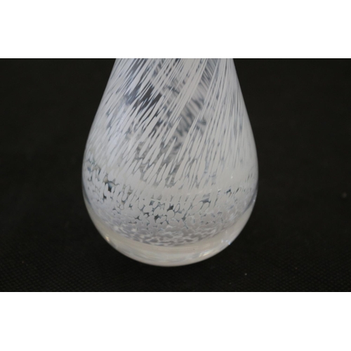 270 - Cathness Glass Vase with White Twist Drizzle Design