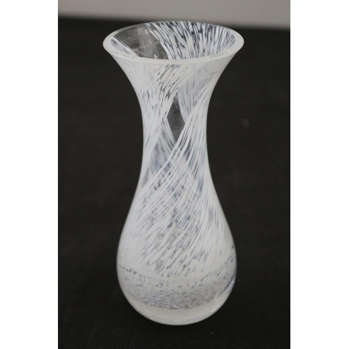 270 - Cathness Glass Vase with White Twist Drizzle Design