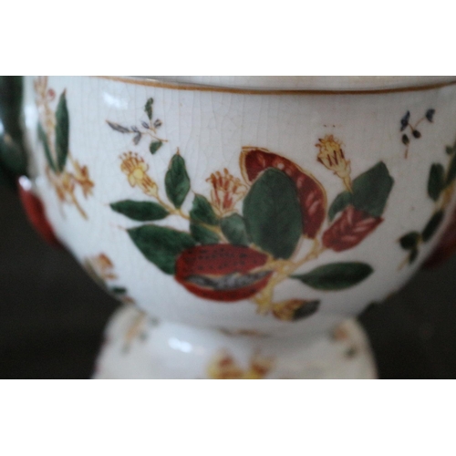 290 - Aged Chinese Lidded Pot with Floral Design - Nicely Stamped on Base