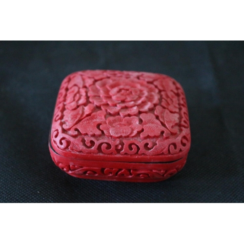 291 - Aged Lacquered Chinese Cinnabar Pot - 7.5cm Square