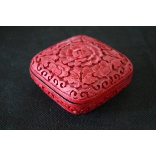 291 - Aged Lacquered Chinese Cinnabar Pot - 7.5cm Square