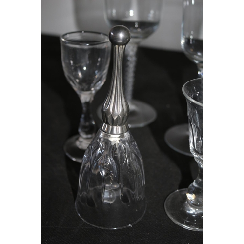 292 - Selection of Clear Glass plus a Bell with Metal Handle