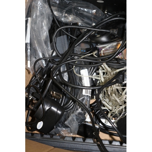 77 - A Great Lot Of Computer Related  Items Including 3 Monitors Leads Cables Untested