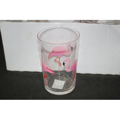 82 - 6 Pink Flamingo Glasses From Ikea