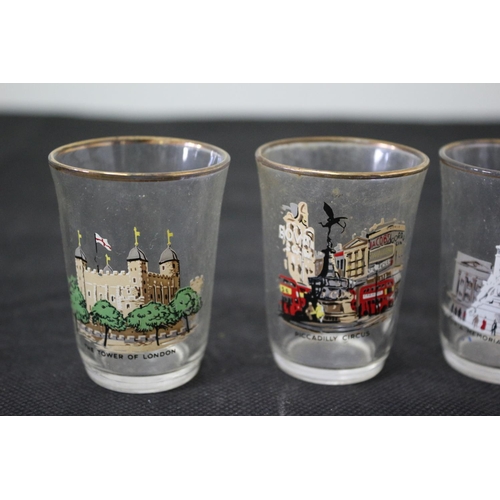 83 - 6 Vintage London Themed Shot Glasses