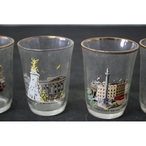 83 - 6 Vintage London Themed Shot Glasses