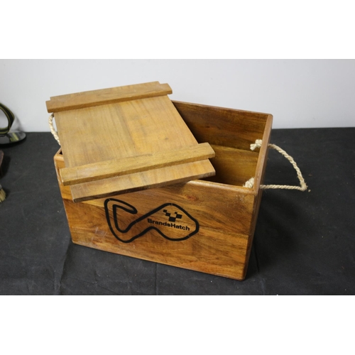 92 - Wooden Storage Box With Brands Hatch Theme 37x25x23