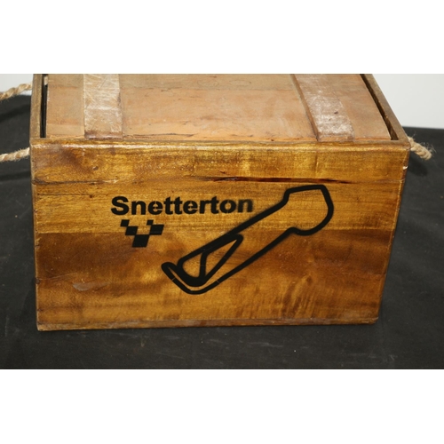 93 - Wooden Storage Box With Snetterton Theme 37x25x23