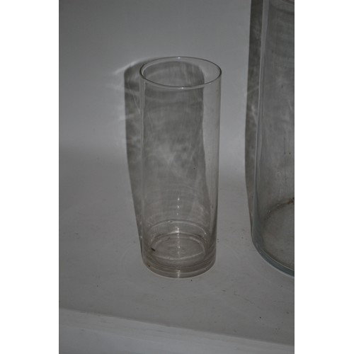 294 - 1 Large Glass Vase with 2 other Same Size Glass Vases