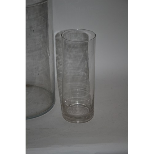 294 - 1 Large Glass Vase with 2 other Same Size Glass Vases