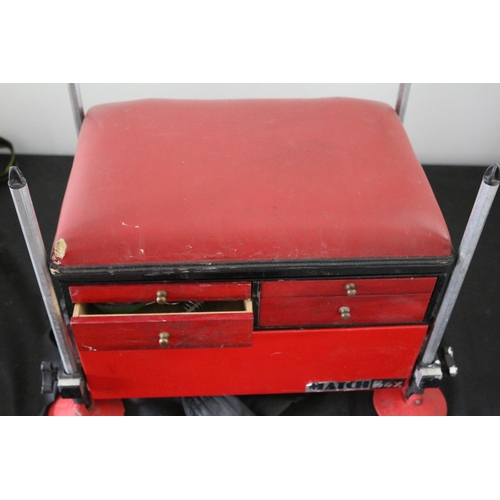 299 - Fishing Box with Adjustable Legs and a Selection of Reels, Lines and other Items