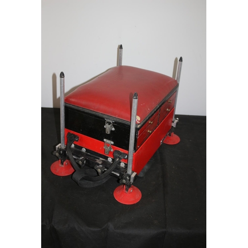 299 - Fishing Box with Adjustable Legs and a Selection of Reels, Lines and other Items