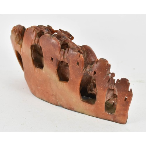 306 - An Intricately Carved Soapstone Sculpture Featuring A Boat. 19cm Length.