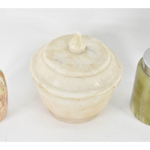 308 - A Collection Of 5 Stone Objects Including An Alabaster Lamp Base