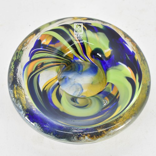 310 - A Colourful Mdina Art Glass Tea Light Holder Featuring Original Sticker. Signed To Base 