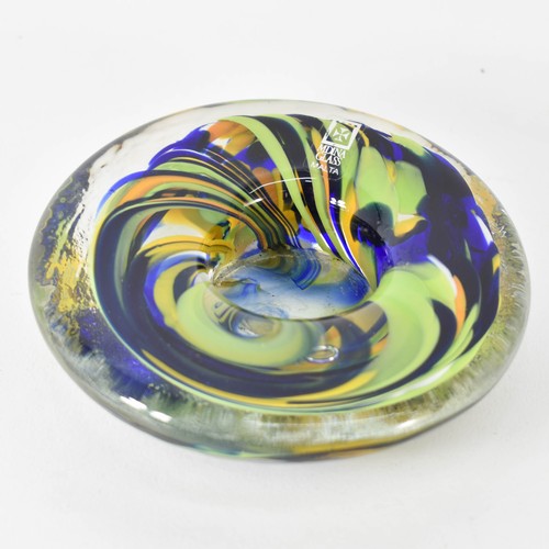 310 - A Colourful Mdina Art Glass Tea Light Holder Featuring Original Sticker. Signed To Base 