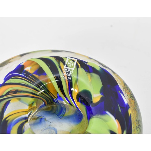 310 - A Colourful Mdina Art Glass Tea Light Holder Featuring Original Sticker. Signed To Base 