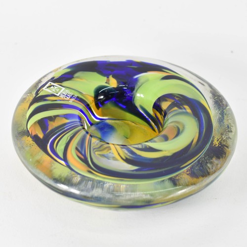 310 - A Colourful Mdina Art Glass Tea Light Holder Featuring Original Sticker. Signed To Base 