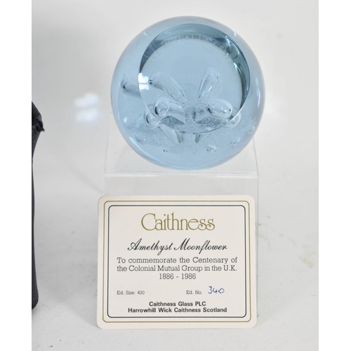 318 - A Rare Boxed Caithness Glass Paperweight - Amethyst Moonflower - To Commemorate The Centenary Of The... 