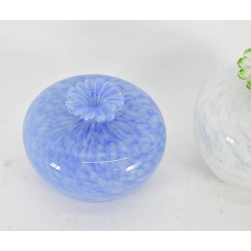 319 - A Pair Of Small Guernsey Art Glass Vases - One Featuring Original Sticker. Both Marked To Base.