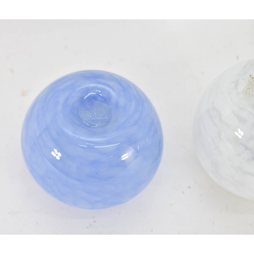 319 - A Pair Of Small Guernsey Art Glass Vases - One Featuring Original Sticker. Both Marked To Base.