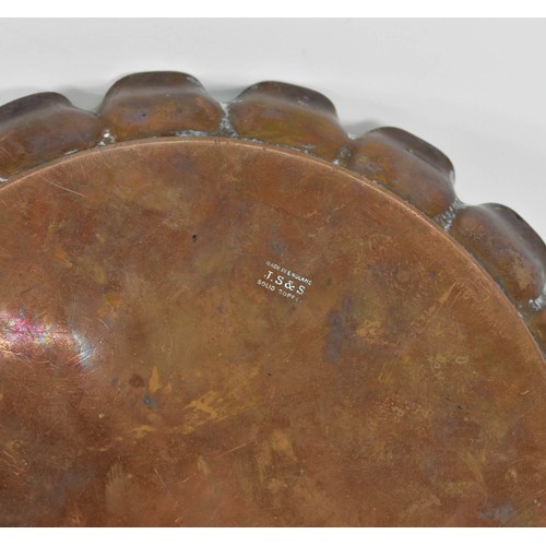 323 - An Arts And Crafts Solid Copper Tray By Joseph Sankey (J.S&S) Featuring An Engraved Pie Crust Edge