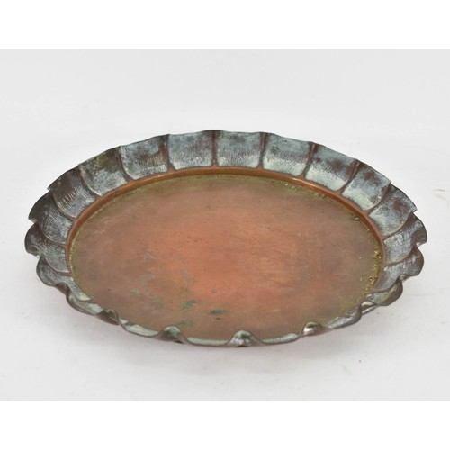 323 - An Arts And Crafts Solid Copper Tray By Joseph Sankey (J.S&S) Featuring An Engraved Pie Crust Edge