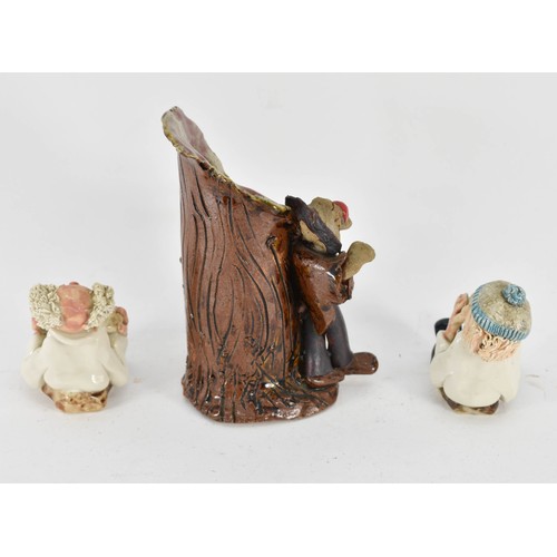 327 - A Collection Of 3 Unusual Grotesque Pottery Figures - Two Signed To Base. Largest 15.5cm Height, Oth... 