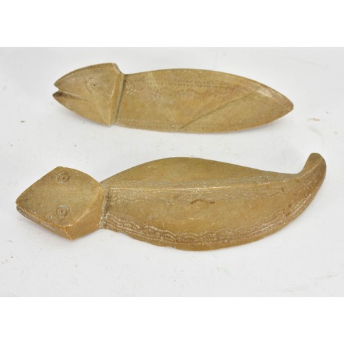 329 - A Pair Of Two Unusual Australian Stone Art Objects. 15cm Length.