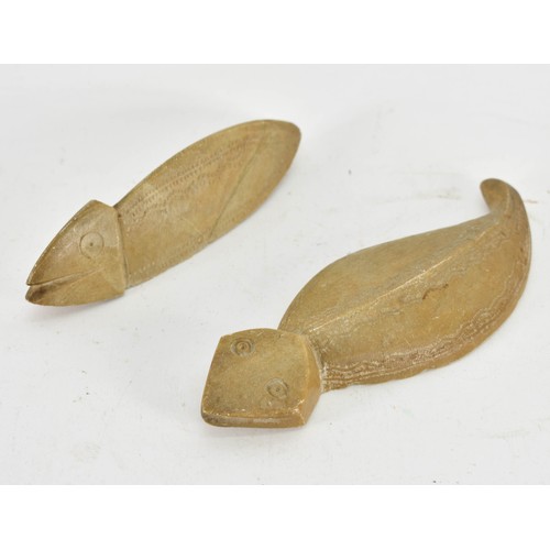 329 - A Pair Of Two Unusual Australian Stone Art Objects. 15cm Length.