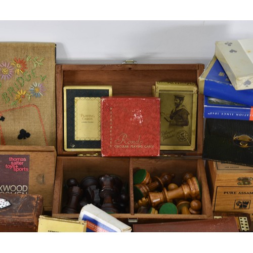 334 - A Large Collection Of Vintage Gaming Items Including Playing Cards And Dominoes