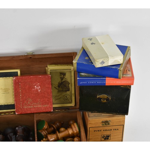 334 - A Large Collection Of Vintage Gaming Items Including Playing Cards And Dominoes