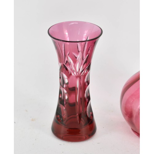 341 - Two Cranberry Glass Items Including A Royal Doulton Vase And Victorian Cranberry Jug (A/F).