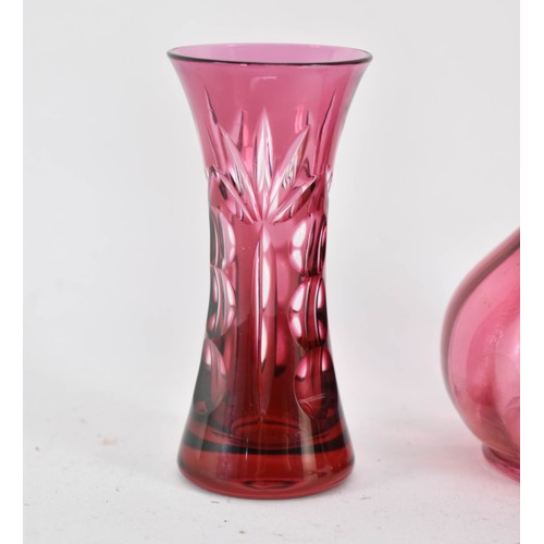 341 - Two Cranberry Glass Items Including A Royal Doulton Vase And Victorian Cranberry Jug (A/F).