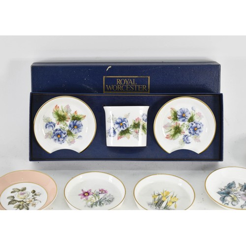 345 - A Quantity Of Royal Worcester Pin Dishes Including A Boxed Set.