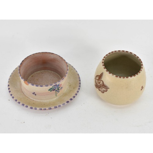 357 - Two Beige And Floral Poole Pottery Items Including A Pot And One Other.