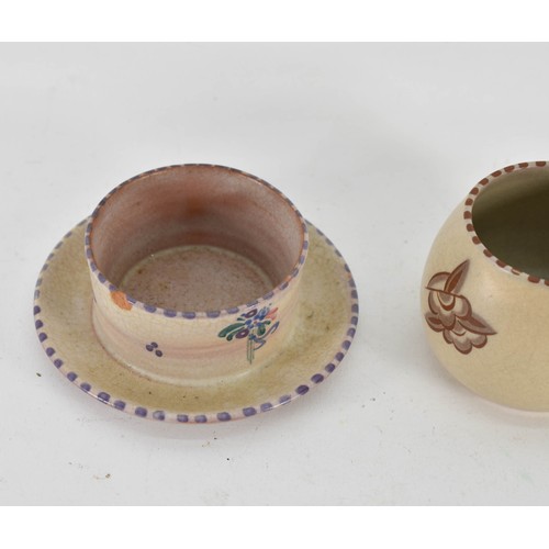 357 - Two Beige And Floral Poole Pottery Items Including A Pot And One Other.