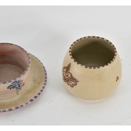 357 - Two Beige And Floral Poole Pottery Items Including A Pot And One Other.