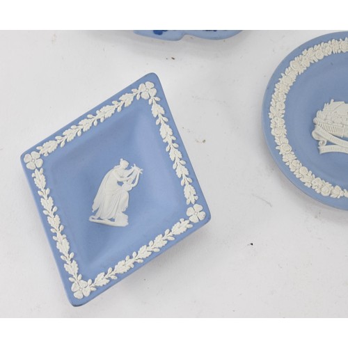 363 - A Collection Of 5 Wedgwood Blue And White Jasperware Pin Dishes