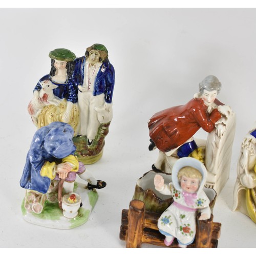 366 - A Collection Of Figurines Including Classical Designed Bookends And An Interestingly Repaired Staffo... 