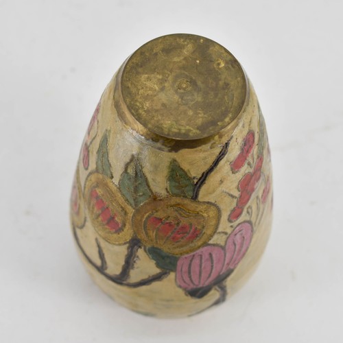 369 - A Delightful Metal Vase Featuring Floral Enamel Decoration. 13cm Height.