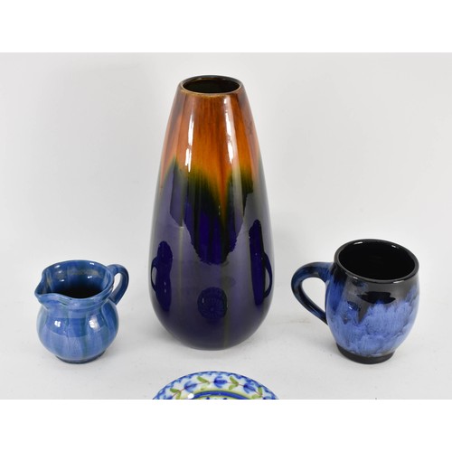 370 - A Collection Of 4 Studio Pottery Items Including A Tall Blue/Brown Gradient Vase. Tallest 24cm Heigh... 