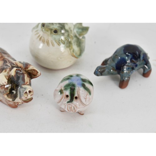 372 - A Collection Of 4 Studio Pottery Animals Including Pigs And A Bird