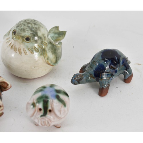 372 - A Collection Of 4 Studio Pottery Animals Including Pigs And A Bird