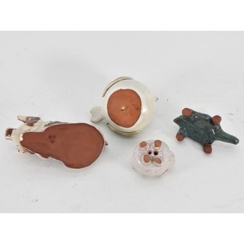 372 - A Collection Of 4 Studio Pottery Animals Including Pigs And A Bird